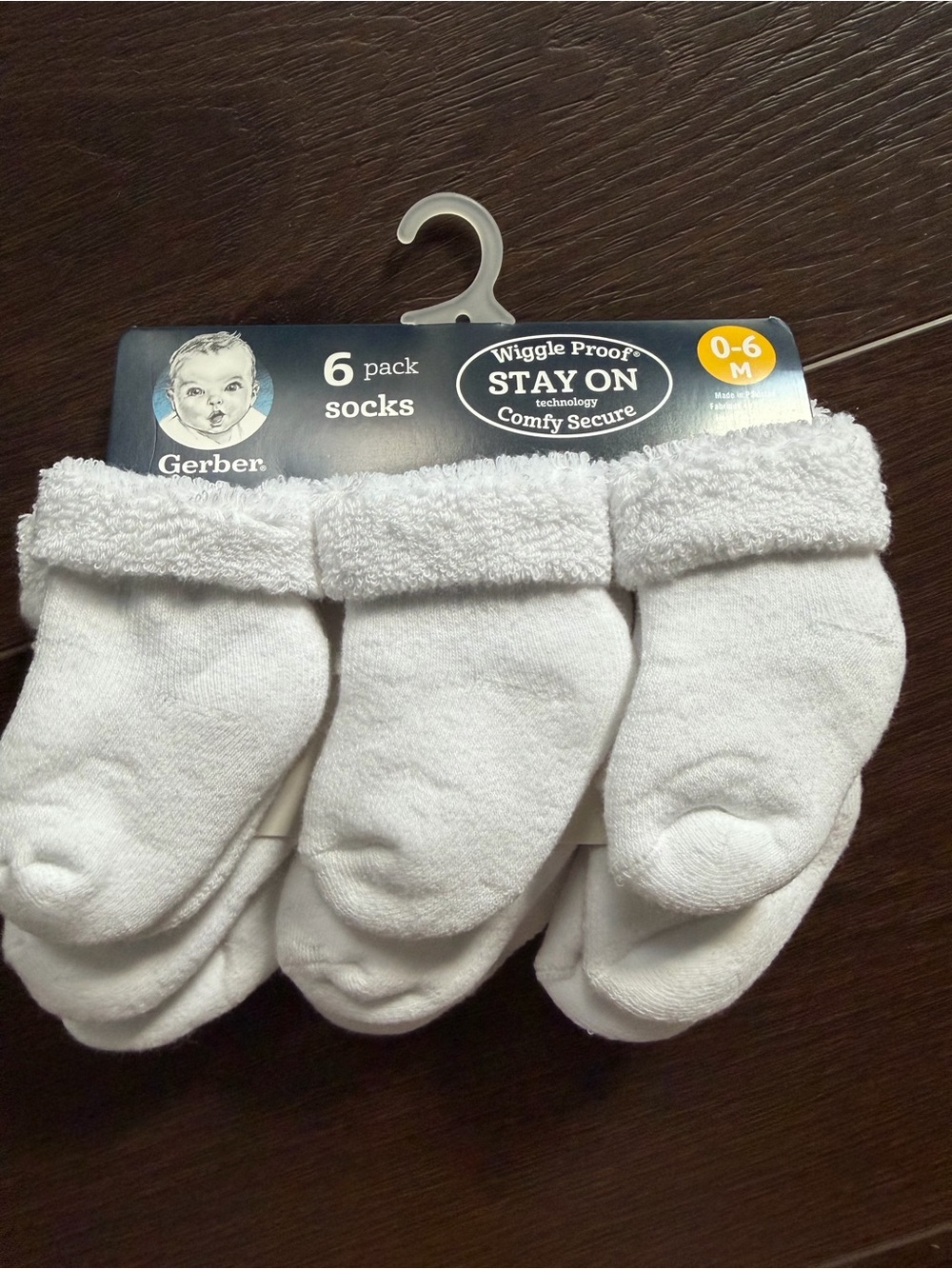Gerber White Baby Socks 6-Pack with Cuffed Tops